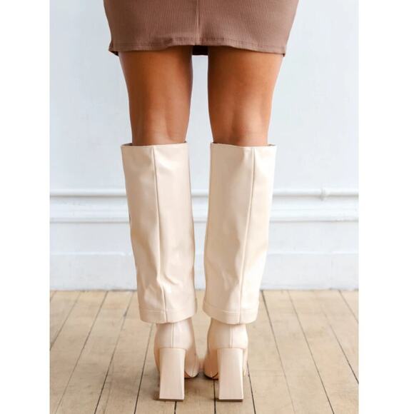 Lulus Women's Almond Lorlia Square Toe Knee High Boots Size 7 - Picture 2 of 12
